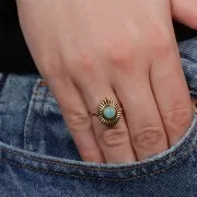 Stainless steel 316L Adjustable ethnic ring for 6mm cabochon - Gold x1