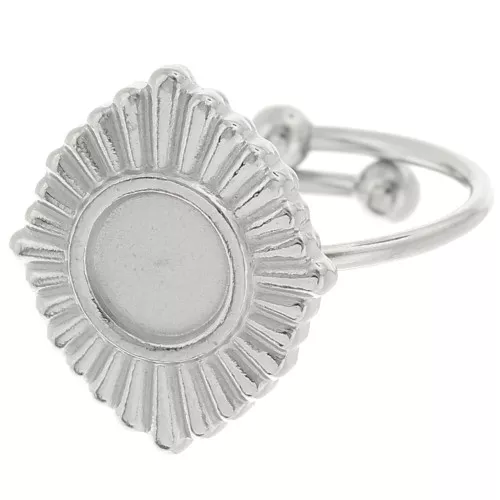 Bague fine ethnique réglable pour cabochon 6 mm - Acier inoxydable 316L x1