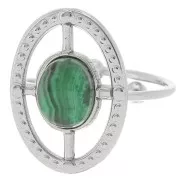 Stainless steel 316L Adjustable thin oval ring for 8x6 mm cabochon x1