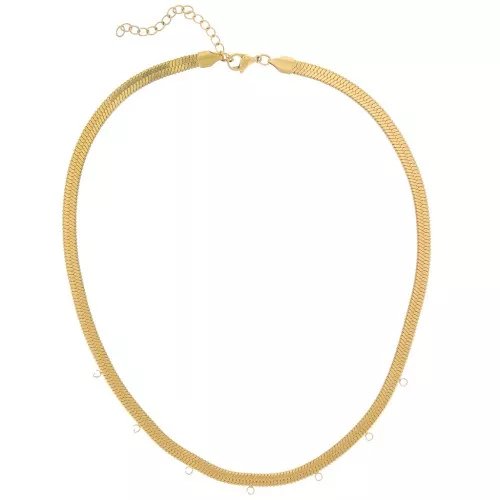 Snake chain flat 5mm 7 rings Stainless steel 304L Gold x42cm