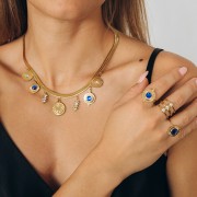 Snake chain flat 5mm 7 rings Stainless steel 304L Gold x42cm