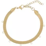 5mm Stainless steel 316L Mirror mesh bracelet - flat snake 7 rings - Gold Tone x17