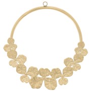 38mm Stainless Steel 316LHollow Circle Pendant with Flowers - Gold Tone x1|raw }}