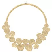 38mm Stainless Steel 316LHollow Circle Pendant with Flowers - Gold Tone x1