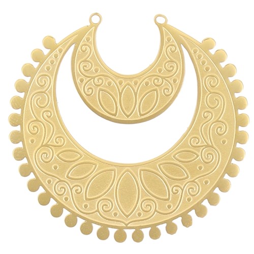 35mm Stainless steel 316L Pendant - Oriental pattern - GOLD Tone x1