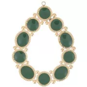 48.5x37mm Stainless steel 316L Pendant drop with epoxy resin - Gold - Green x1