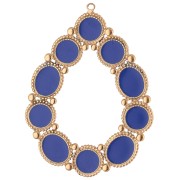 49x37 mm teardrop pendant with epoxy resin - Gold-Plated 304 Stainless Steel - Dark Blue