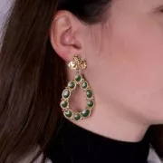 48.5x37mm Stainless steel 316L Pendant drop with epoxy resin - Gold - Blue x1