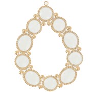 Teardrop-shaped pendant, 48.5 x 37 mm, with epoxy resin - Gold-plated 304 stainless steel - Cream