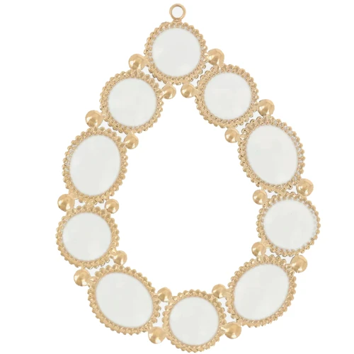 Teardrop-shaped pendant, 48.5 x 37 mm, with epoxy resin - Gold-plated 304 stainless steel - Cream