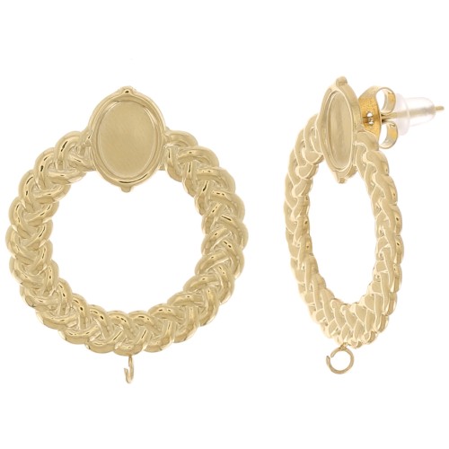 25mm Stainless steel 316L Braided crown earstuds for 8x6mm cabochon - GOLD Tone x1