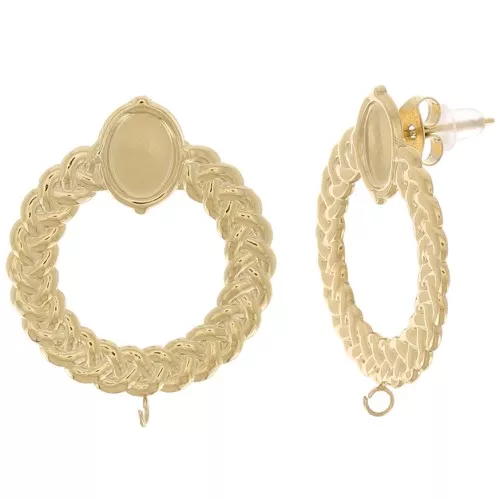 25mm Stainless steel 316L Braided crown earstuds for 8x6mm cabochon - GOLD Tone x1