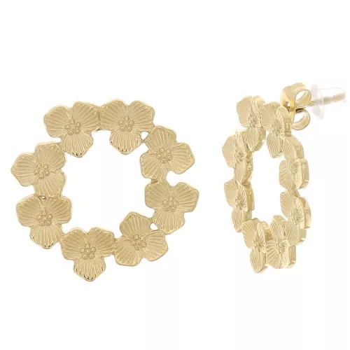 23mm Stainless steel 316L Flower crown earstuds - Gold Tone x2