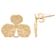 Textured flower stud earrings 14x18 mm - 304L Gold-plated stainless steel