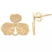 Textured flower stud earrings 14x18 mm - 304L Gold-plated stainless steel