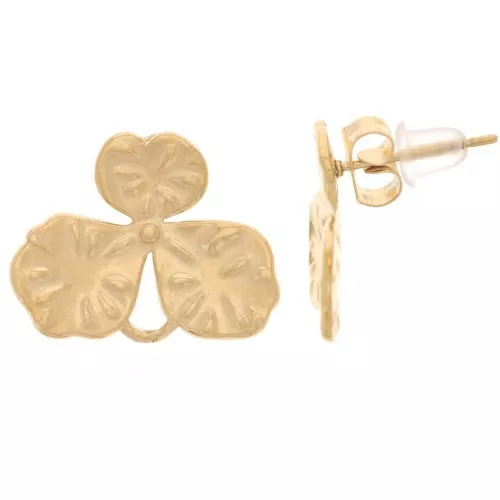 Textured Flower Earstuds, 14x18 mm - Gold-Plated 304L Stainless Steel x2