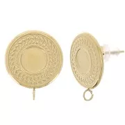 14 mm round stud earrings for 6 mm cabochon - 304 gold-plated stainless steel x2