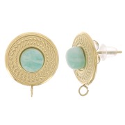 14mm Stainless Steel 316L round stud earrings for 6mm cabochon - Gold Tone x2