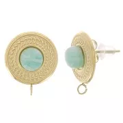 14mm Stainless Steel 316L round stud earrings for 6mm cabochon - Gold Tone x2