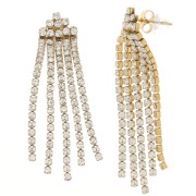 54x10mm Stainless steel 316L Zirconium oxide fringe earrings GOLD Tone - Crystal x|raw }}