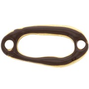 24x12mm Oval hollowed out spacer & epoxy resin - Fine gold Plated - Brown x1