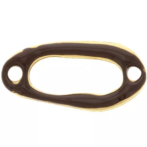24x12mm Oval hollowed out spacer & epoxy resin - Fine gold Plated - Brown x1