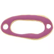 24x12mm Oval hollowed out spacer & epoxy resin - Fine gold Plated - Fuchsia x1