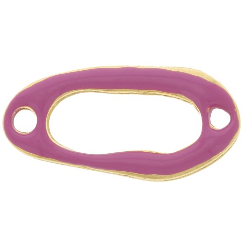 24x12mm Oval hollowed out spacer & epoxy resin - Fine gold Plated - Fuchsia x1