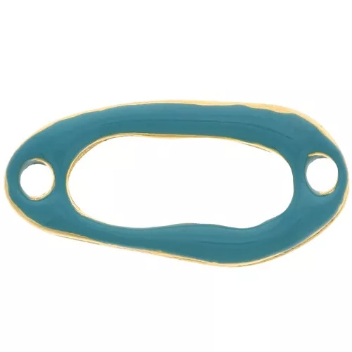 24x12mm Oval hollowed out spacer & epoxy resin - Fine gold Plated - Turquoise x1