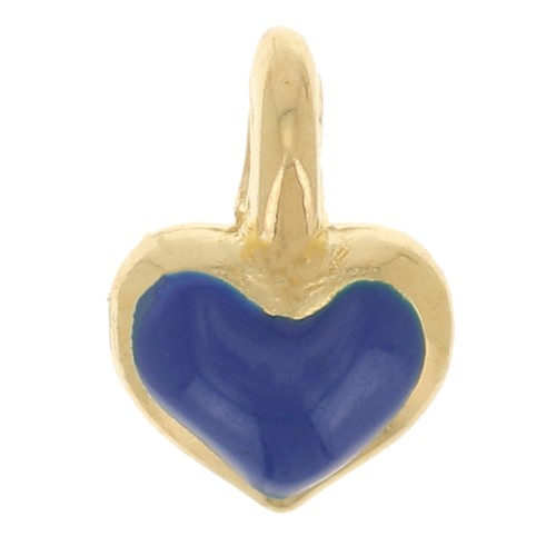 7x5mm Mini heart charm in epoxy resin - Gold plated - Dark Blue x1