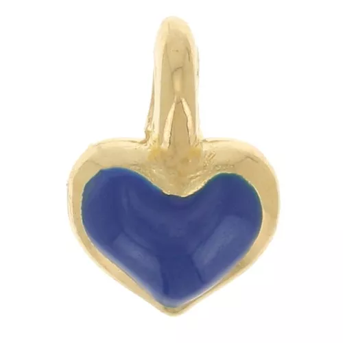 7x5mm Mini heart charm in epoxy resin - Gold plated - Dark Blue x1