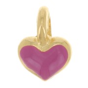 7x5mm Mini heart charm in epoxy resin - Gold plated - Fuchsia x1|raw }}