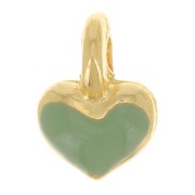 7x5mm Mini heart charm in epoxy resin - Gold plated - Mint x1|raw }}