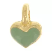 7x5mm Mini heart charm in epoxy resin - Gold plated - Mint x1