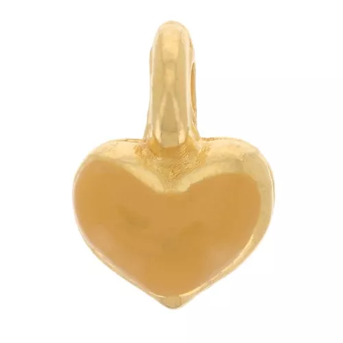 7x5mm Mini heart charm in epoxy resin - Gold plated - Ochre x1