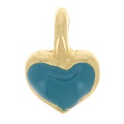 7x5mm Mini heart charm in epoxy resin - Gold plated - Turquoise x1|raw }}