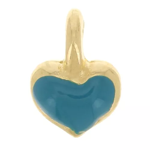 7x5mm Mini heart charm in epoxy resin - Gold plated - Turquoise x1