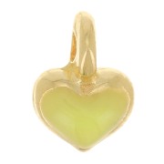 7x5mm Mini heart charm in epoxy resin - Gold plated - Neon Yellow x1|raw }}