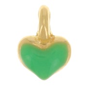7x5mm Mini heart charm in epoxy resin - Gold plated - Neon Green x1