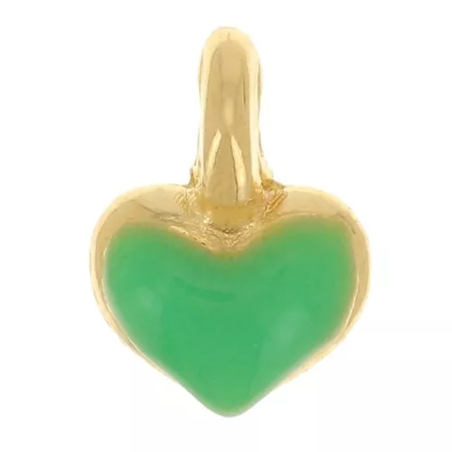 7x5mm Mini heart charm in epoxy resin - Gold plated - Neon Green x1