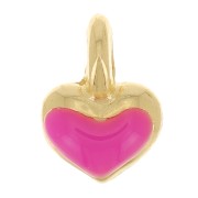 7x5mm Mini heart charm in epoxy resin - Gold plated - Neon Pink x1|raw }}