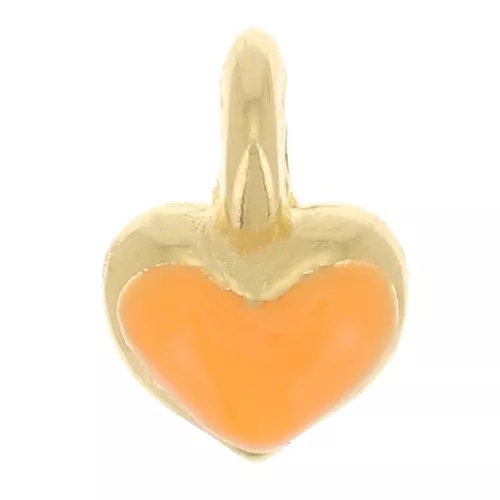 7x5mm Mini heart charm in epoxy resin - Gold plated - Neon orange x1