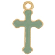 19x11mm Cross Charm in epoxy resin - Fine Gold plated - Mint x1