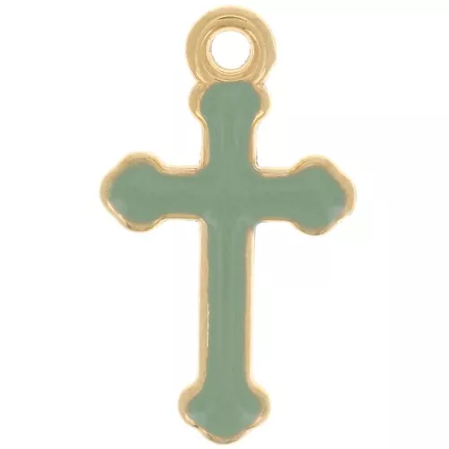 19x11mm Cross Charm in epoxy resin - Fine Gold plated - Mint x1