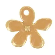 12.5x14mm Flower charm in epoxy resin - Fine Gold plated - Ochre x1