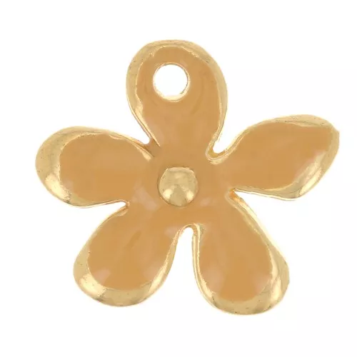 12.5x14mm Flower charm in epoxy resin - Fine Gold plated - Ochre x1