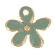 12.5x14mm Flower charm in epoxy resin - Fine Gold plated - Mint x1