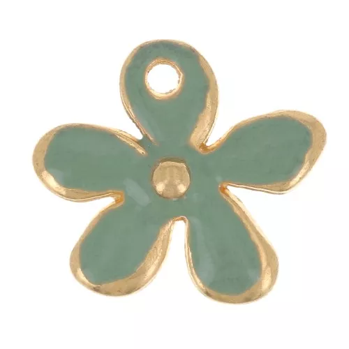 12.5x14mm Flower charm in epoxy resin - Fine Gold plated - Mint x1