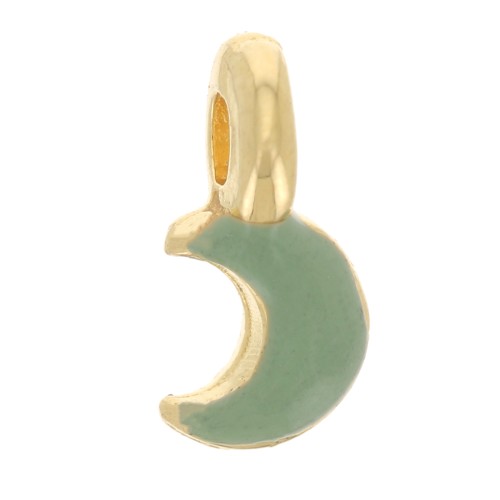 7x3mm Mini moon charm in epoxy resin - Fine Gold plated - Mint x1
