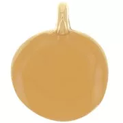 12mm Round irregular charm in epoxy resin - Fine Gold plated - Ochre x1